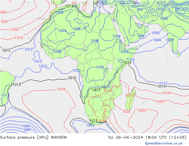 Luchtdruk (Grond) NAVGEM za 29.06.2024 18 UTC