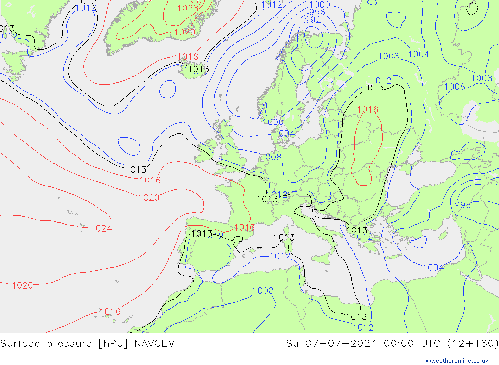 地面气压 NAVGEM 星期日 07.07.2024 00 UTC