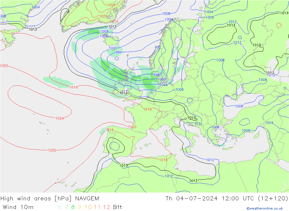 Windvelden NAVGEM do 04.07.2024 12 UTC