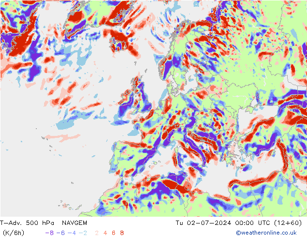 T-Adv. 500 hPa NAVGEM di 02.07.2024 00 UTC