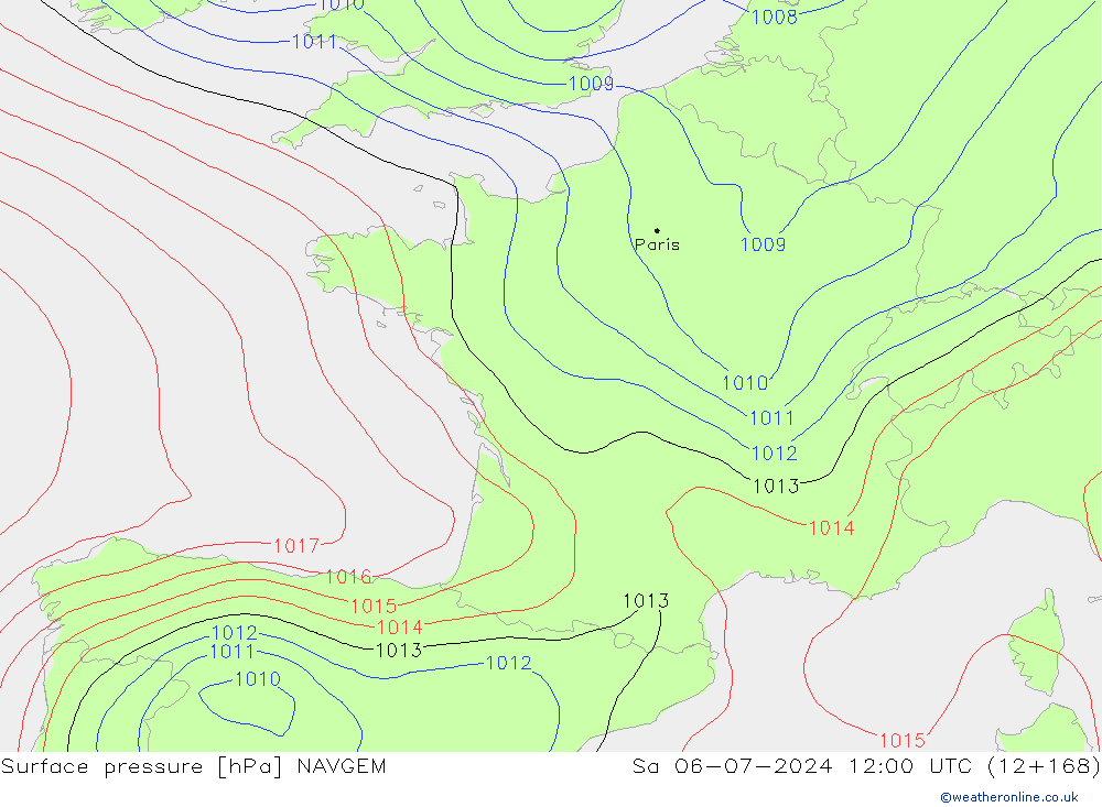 Luchtdruk (Grond) NAVGEM za 06.07.2024 12 UTC