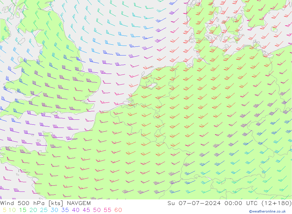 风 500 hPa NAVGEM 星期日 07.07.2024 00 UTC