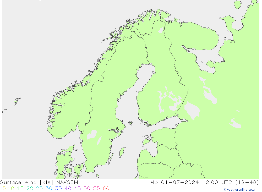 Wind 10 m NAVGEM ma 01.07.2024 12 UTC