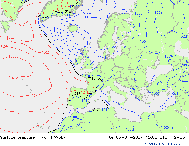 地面气压 NAVGEM 星期三 03.07.2024 15 UTC