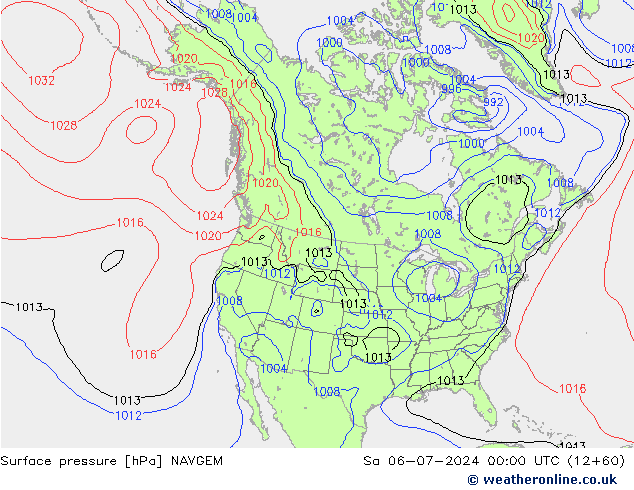 地面气压 NAVGEM 星期六 06.07.2024 00 UTC