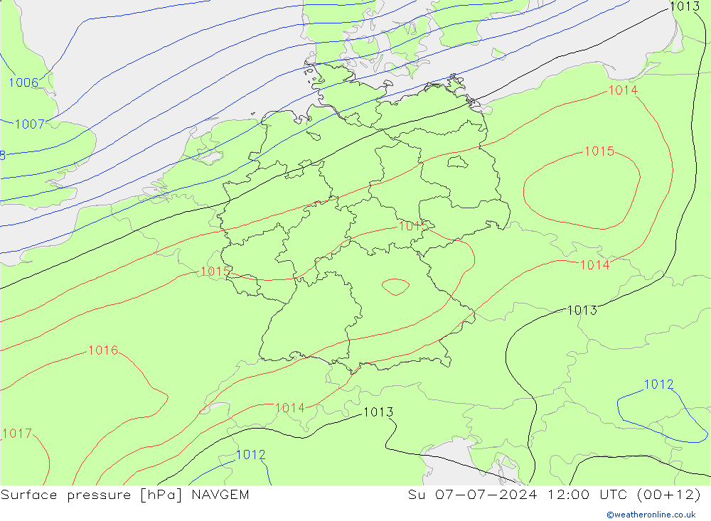 Luchtdruk (Grond) NAVGEM zo 07.07.2024 12 UTC