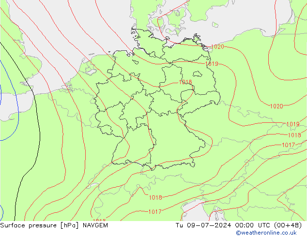 地面气压 NAVGEM 星期二 09.07.2024 00 UTC