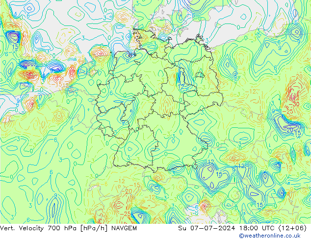 Vert. snelheid 700 hPa NAVGEM zo 07.07.2024 18 UTC