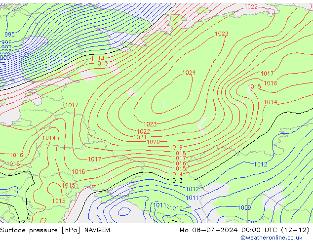 Luchtdruk (Grond) NAVGEM ma 08.07.2024 00 UTC