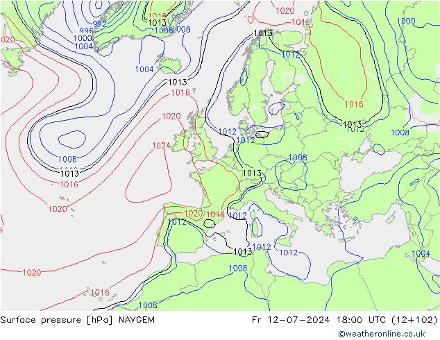 地面气压 NAVGEM 星期五 12.07.2024 18 UTC