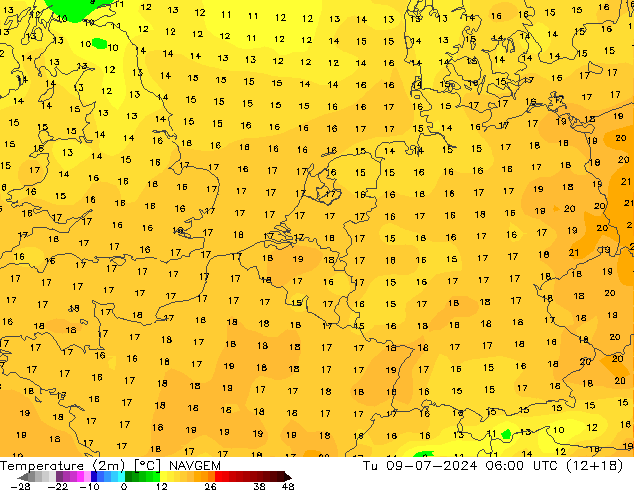 温度图 NAVGEM 星期二 09.07.2024 06 UTC