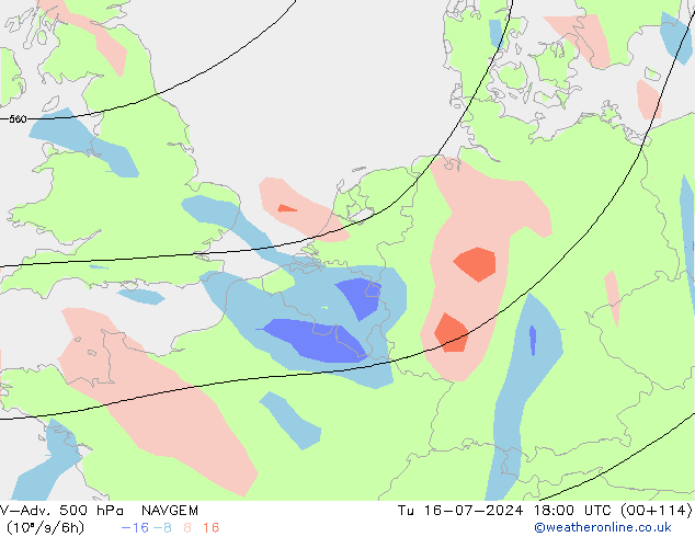 V-Adv. 500 hPa NAVGEM 星期二 16.07.2024 18 UTC
