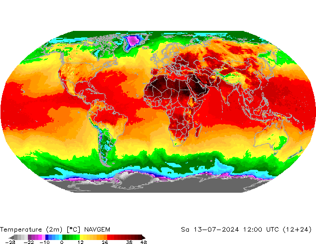 Temperatuurkaart (2m) NAVGEM za 13.07.2024 12 UTC
