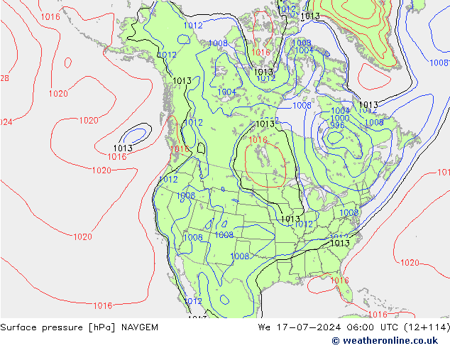 地面气压 NAVGEM 星期三 17.07.2024 06 UTC