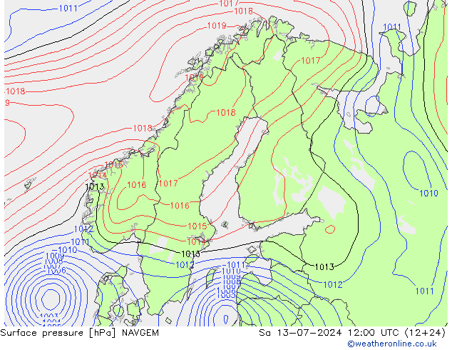 地面气压 NAVGEM 星期六 13.07.2024 12 UTC