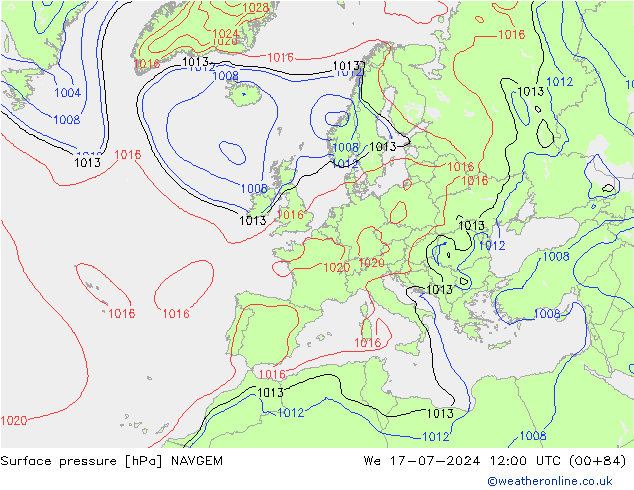 Luchtdruk (Grond) NAVGEM wo 17.07.2024 12 UTC