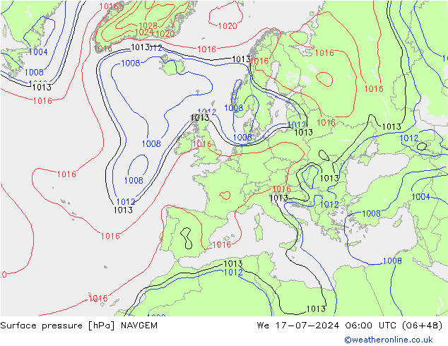 Luchtdruk (Grond) NAVGEM wo 17.07.2024 06 UTC