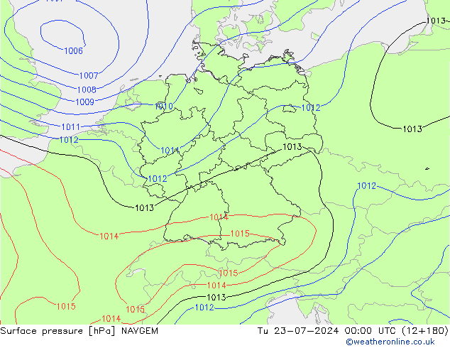 地面气压 NAVGEM 星期二 23.07.2024 00 UTC