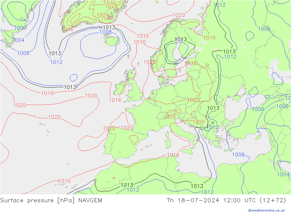 地面气压 NAVGEM 星期四 18.07.2024 12 UTC