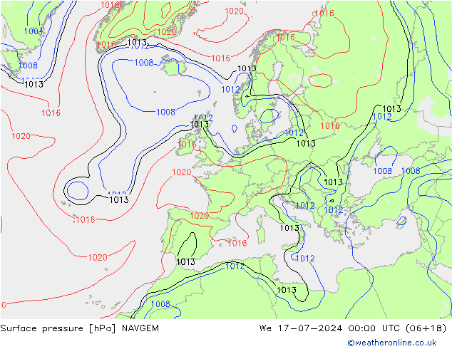 地面气压 NAVGEM 星期三 17.07.2024 00 UTC
