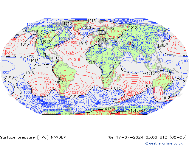 Luchtdruk (Grond) NAVGEM wo 17.07.2024 03 UTC