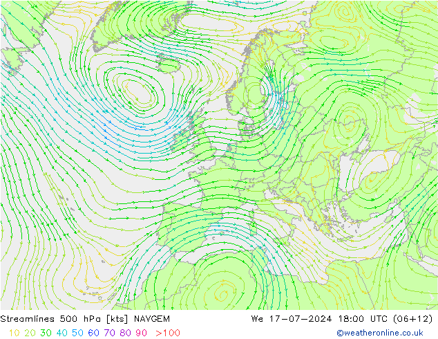风 500 hPa NAVGEM 星期三 17.07.2024 18 UTC