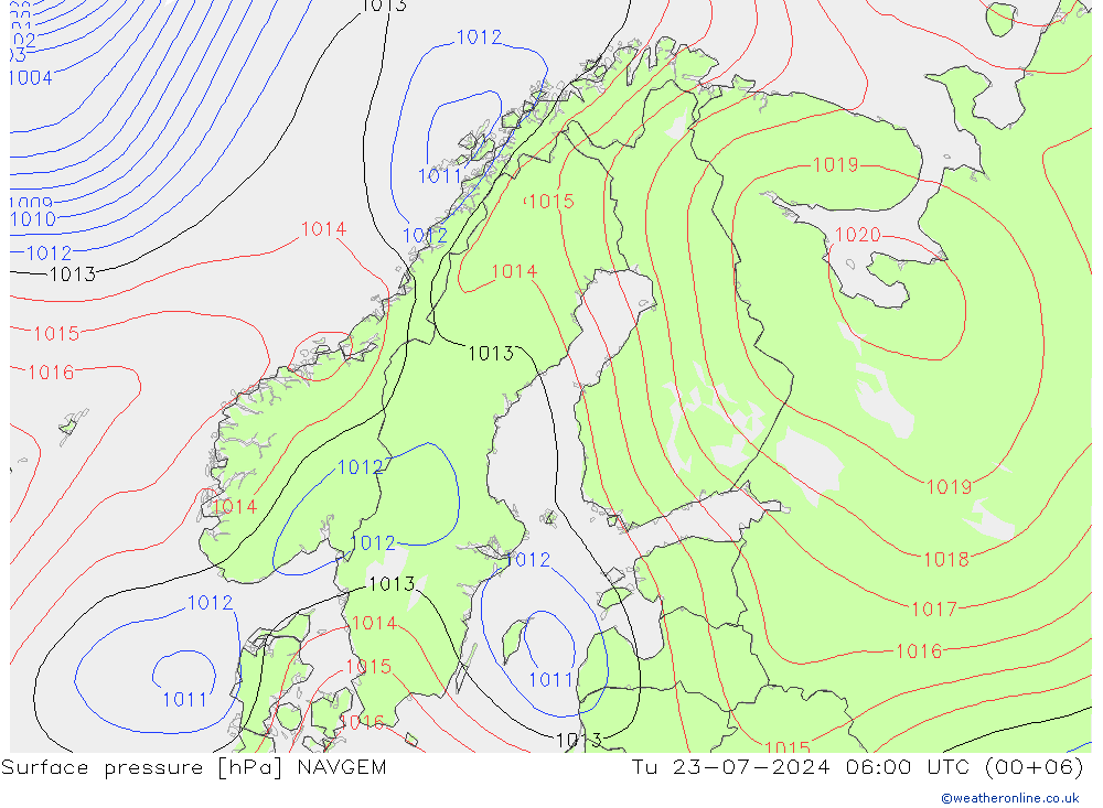 Luchtdruk (Grond) NAVGEM di 23.07.2024 06 UTC