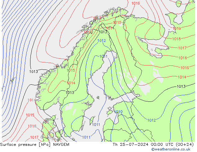 Luchtdruk (Grond) NAVGEM do 25.07.2024 00 UTC