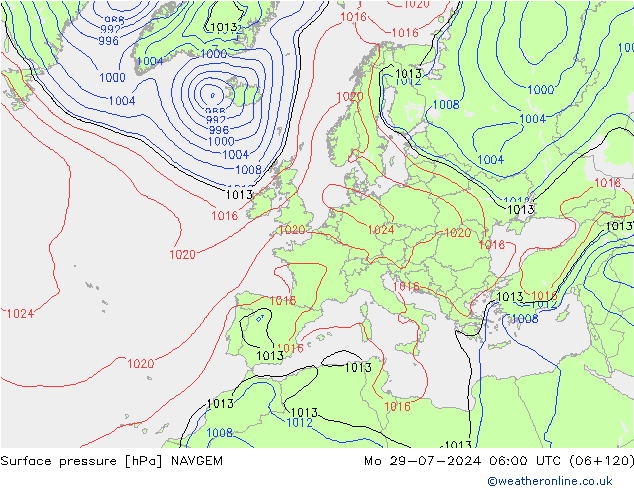 Luchtdruk (Grond) NAVGEM ma 29.07.2024 06 UTC