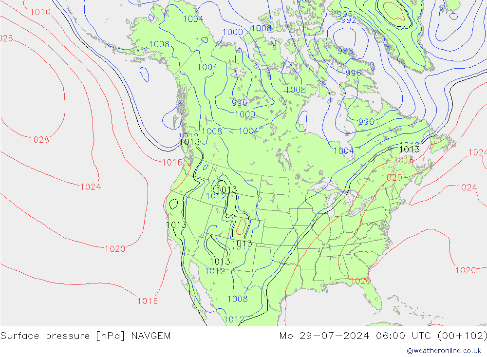 地面气压 NAVGEM 星期一 29.07.2024 06 UTC