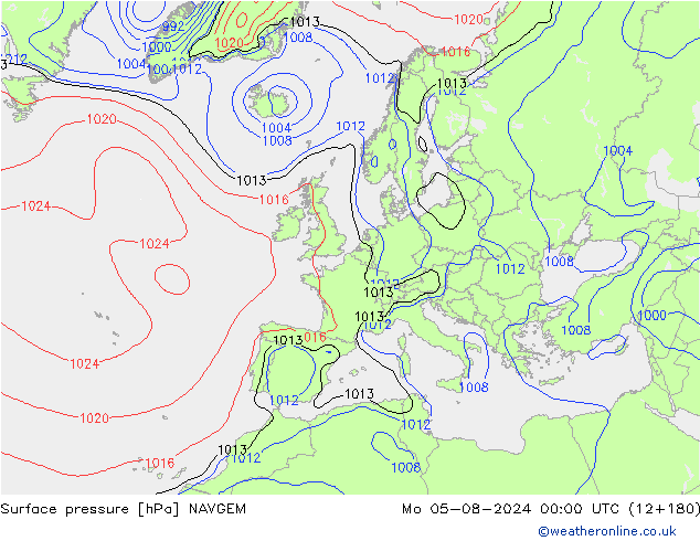 地面气压 NAVGEM 星期一 05.08.2024 00 UTC