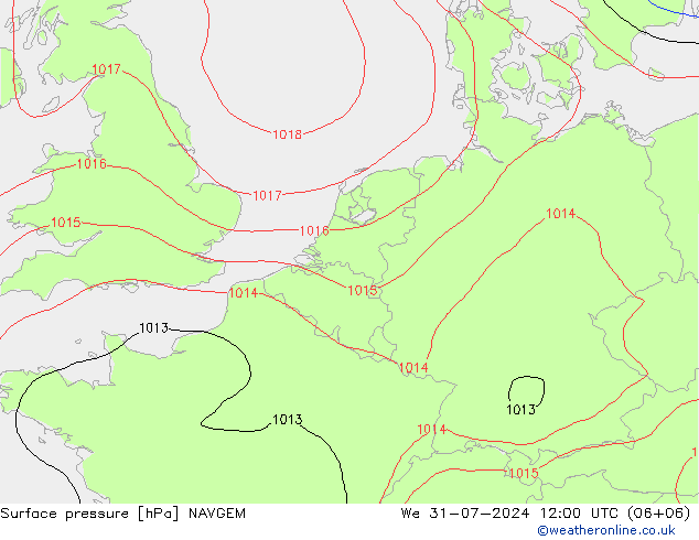 Luchtdruk (Grond) NAVGEM wo 31.07.2024 12 UTC