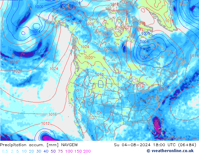 Precipitation accum. NAVGEM 星期日 04.08.2024 18 UTC