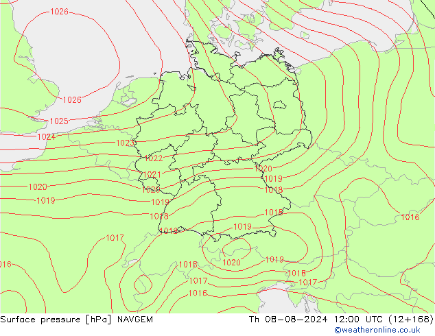 Luchtdruk (Grond) NAVGEM do 08.08.2024 12 UTC