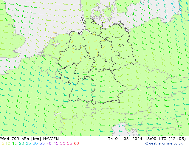 Wind 700 hPa NAVGEM do 01.08.2024 18 UTC