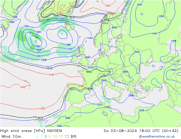 Windvelden NAVGEM za 03.08.2024 18 UTC