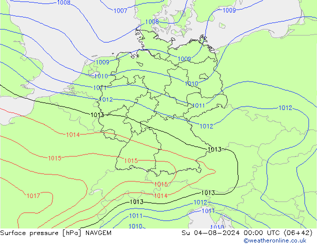 Luchtdruk (Grond) NAVGEM zo 04.08.2024 00 UTC