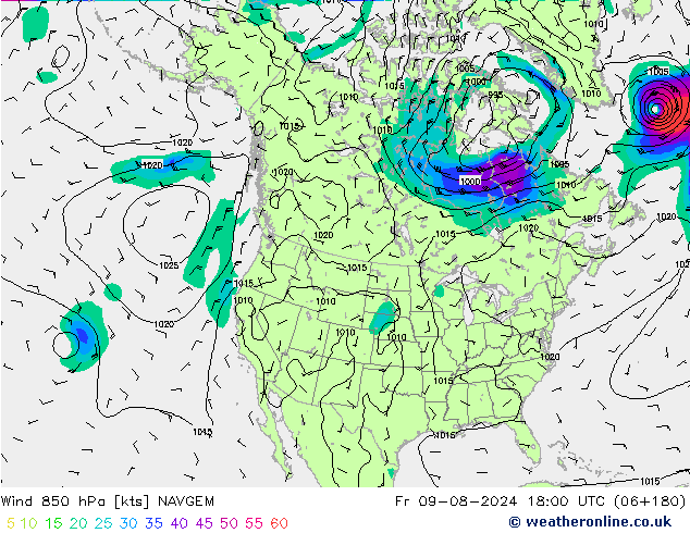 Wind 850 hPa NAVGEM vr 09.08.2024 18 UTC