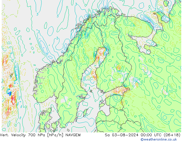 Vert. snelheid 700 hPa NAVGEM za 03.08.2024 00 UTC