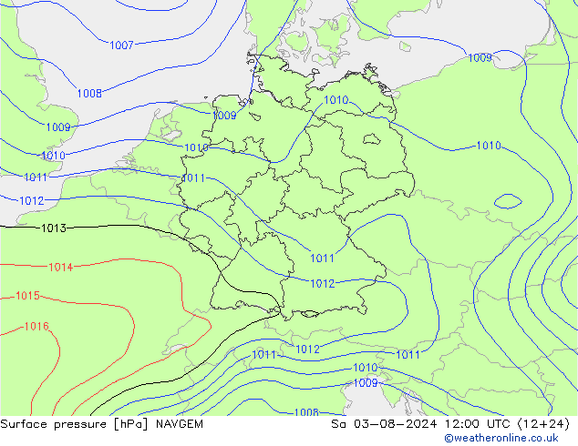地面气压 NAVGEM 星期六 03.08.2024 12 UTC