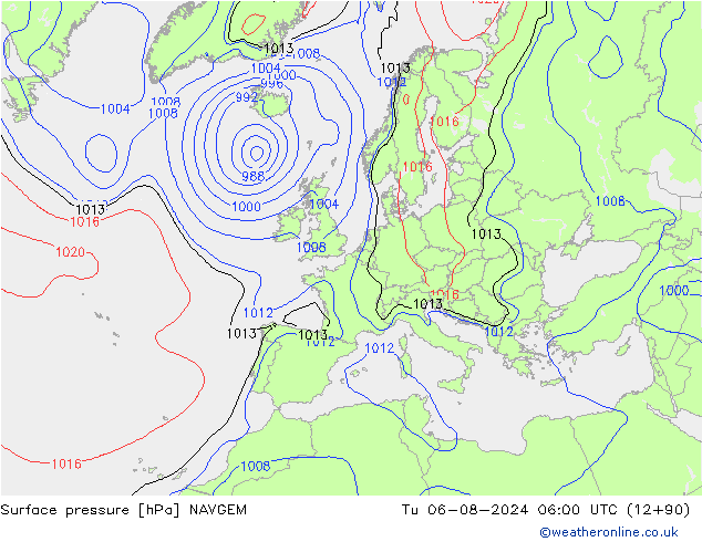 Luchtdruk (Grond) NAVGEM di 06.08.2024 06 UTC