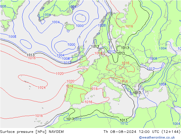 Luchtdruk (Grond) NAVGEM do 08.08.2024 12 UTC