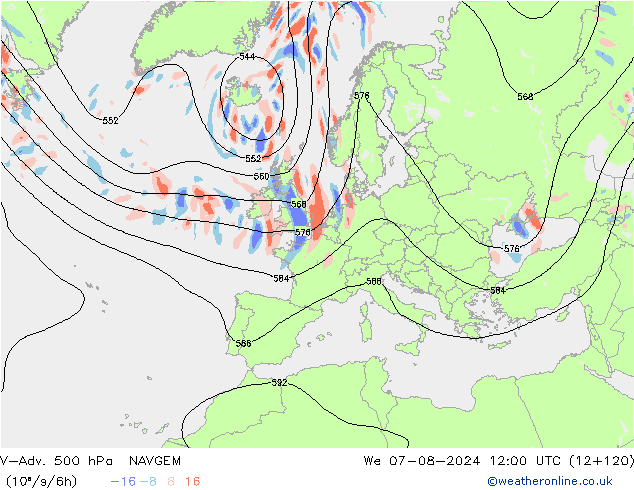 V-Adv. 500 hPa NAVGEM wo 07.08.2024 12 UTC