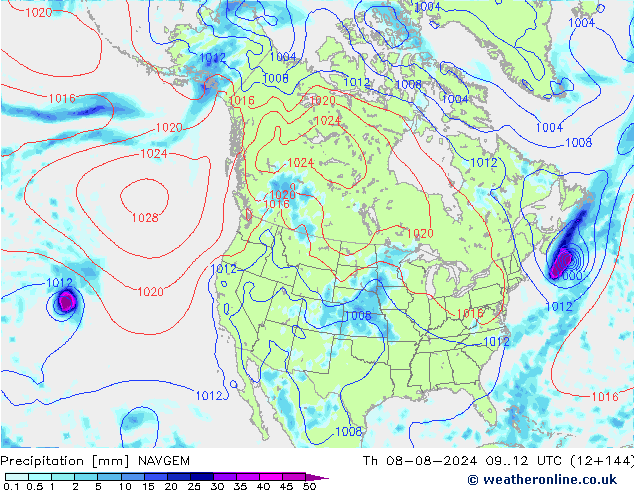 Neerslag NAVGEM do 08.08.2024 12 UTC