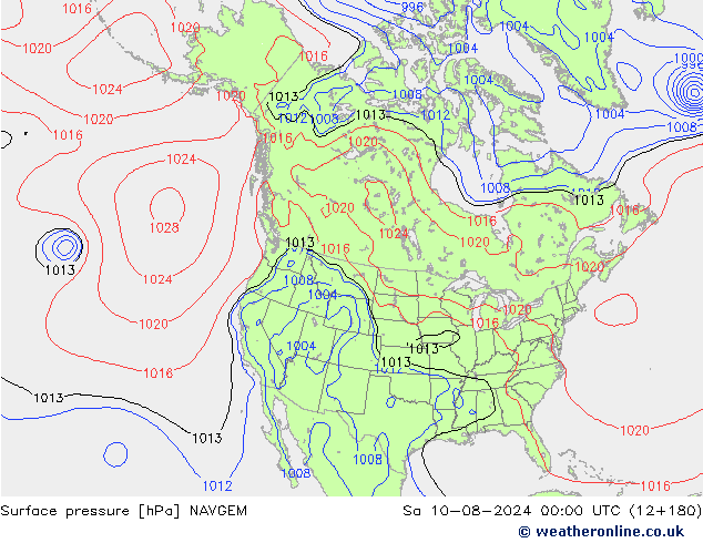 地面气压 NAVGEM 星期六 10.08.2024 00 UTC
