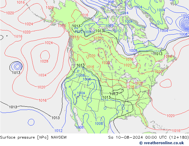 Luchtdruk (Grond) NAVGEM za 10.08.2024 00 UTC