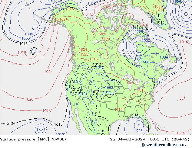 地面气压 NAVGEM 星期日 04.08.2024 18 UTC