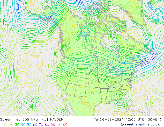 Stroomlijn 500 hPa NAVGEM di 06.08.2024 12 UTC