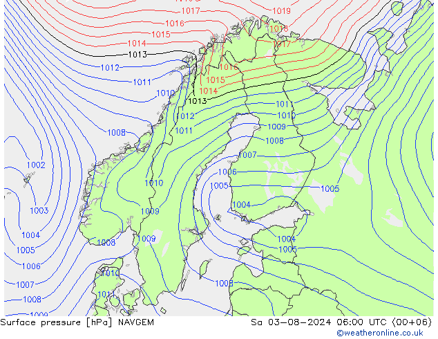 Luchtdruk (Grond) NAVGEM za 03.08.2024 06 UTC