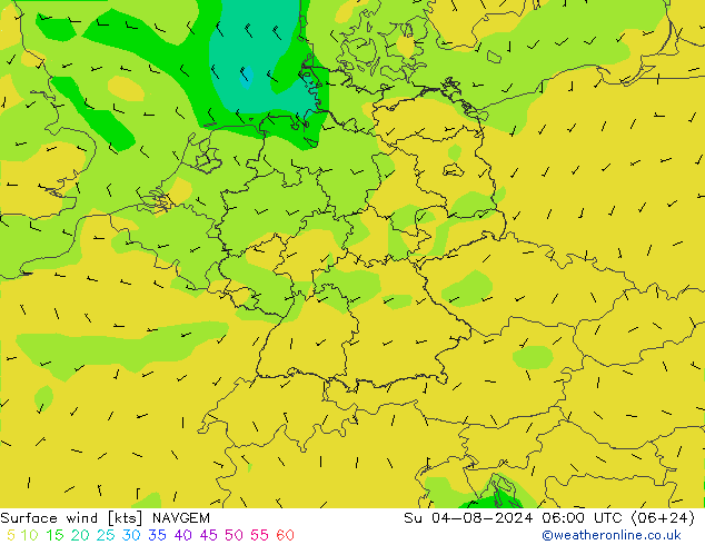 风 10 米 NAVGEM 星期日 04.08.2024 06 UTC
